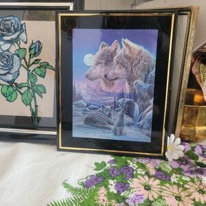 Vintage Winter Wolf Foil Art 8 X 10